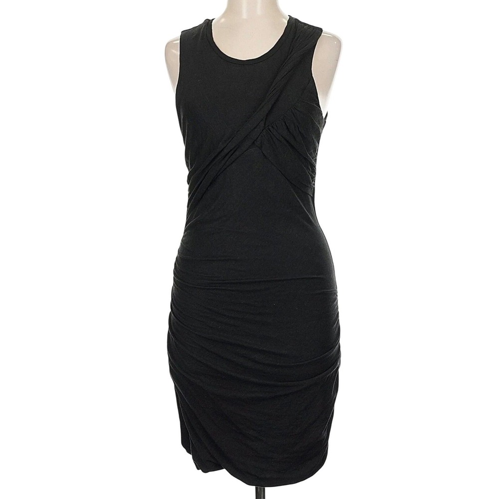 Joe's Jeans Dress Womens Size S Black Sleeveless Ruched Crossover Sheath‎ Midi